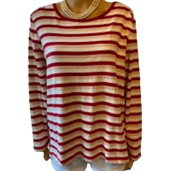 Lands’end Cotton Shaped Fit Multicolor Casual Long Sleeve Top Women Plus Sz 1X - Picture 1 of 4